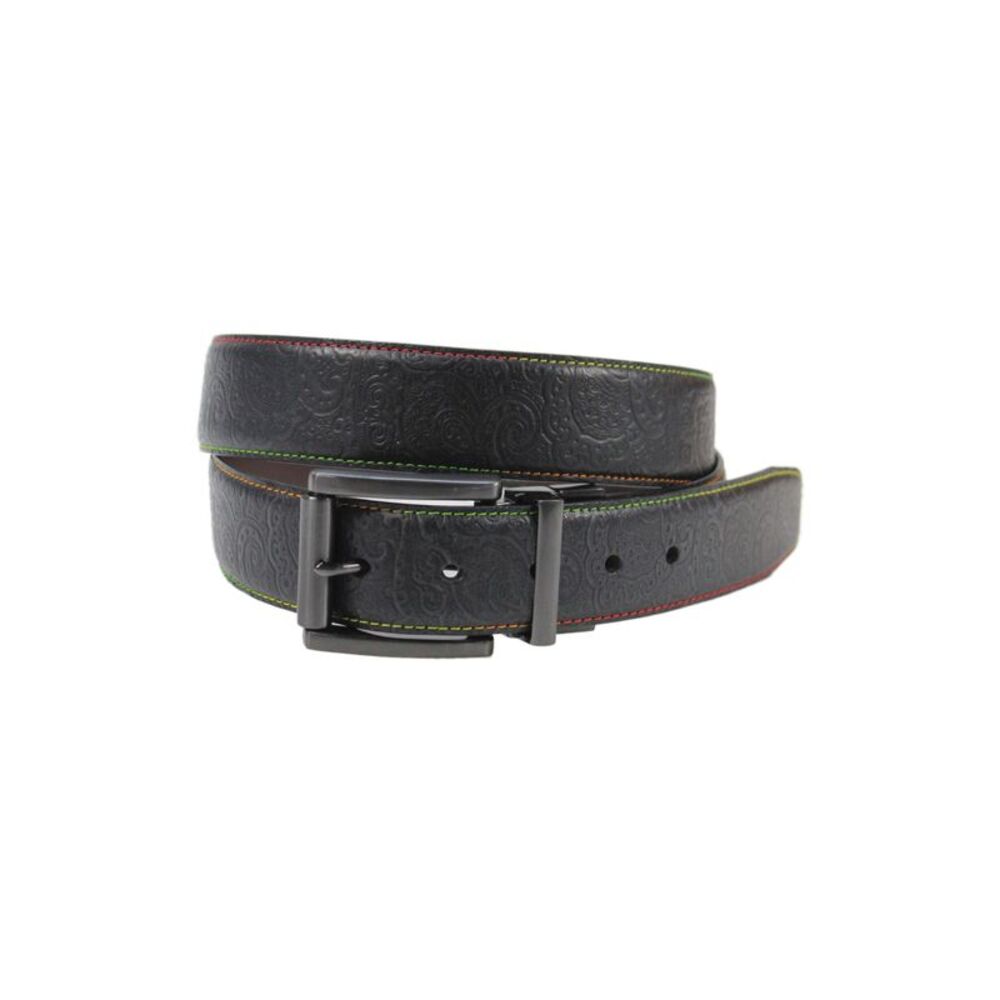 Robert Graham Mens Leather Paisley Print Belt Black Size 40